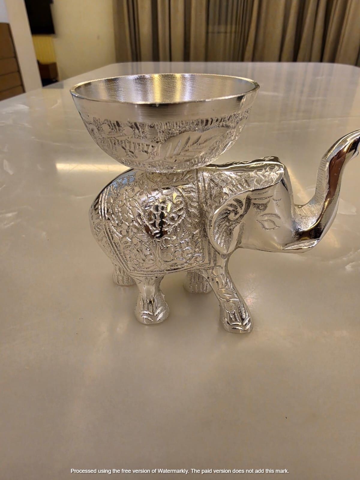 German Silver Elephant Bowl, Handcrafted Indian Decor, Diwali Gift (5 Inch)