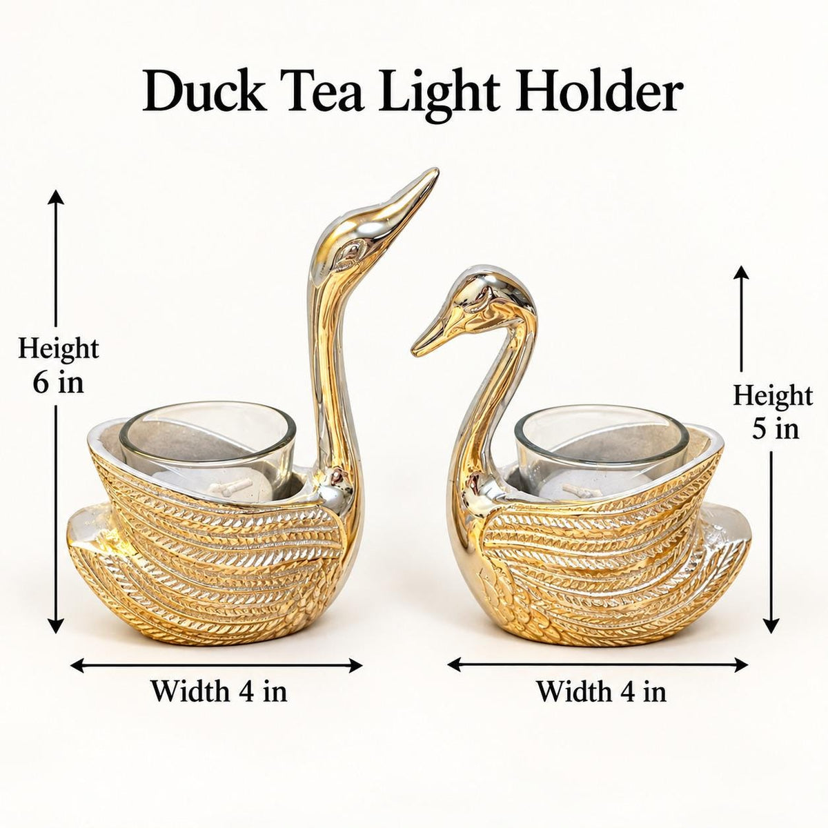 Set of 2 Silver Swan Tea Light Holders | Elegant Wedding Table Décor
