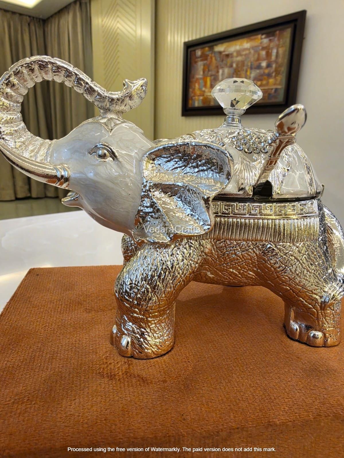 Silver Plated Elephant Sugar Bowl, Pearl White Enamel, Wedding Gift (12cm)