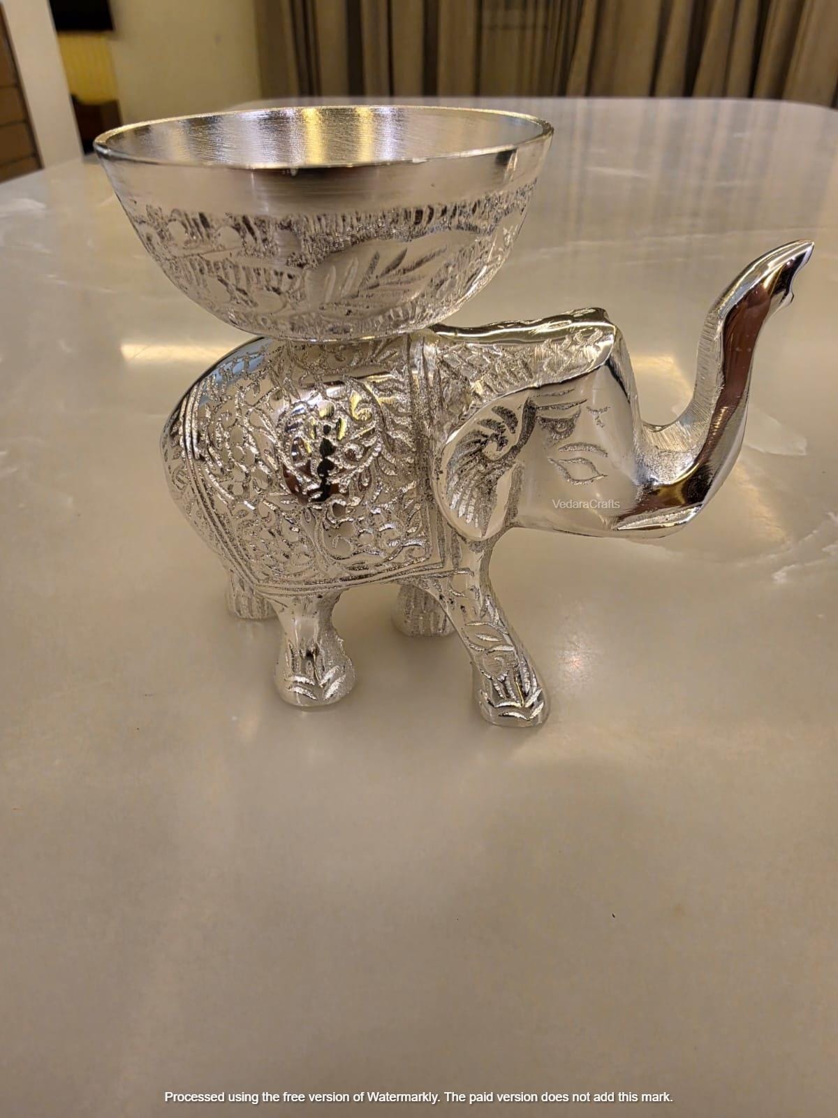 German Silver Elephant Bowl, Handcrafted Indian Decor, Diwali Gift (5 Inch)