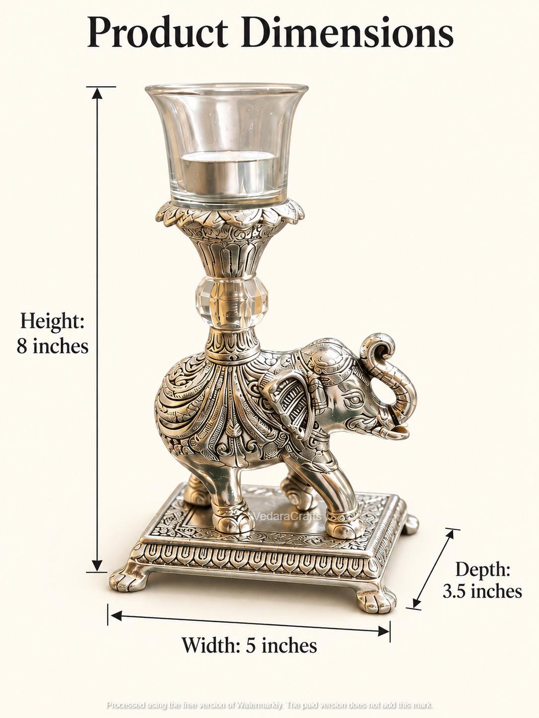 German Silver Elephant Tealight Holders, Ornate Candle Set, Festive Decor