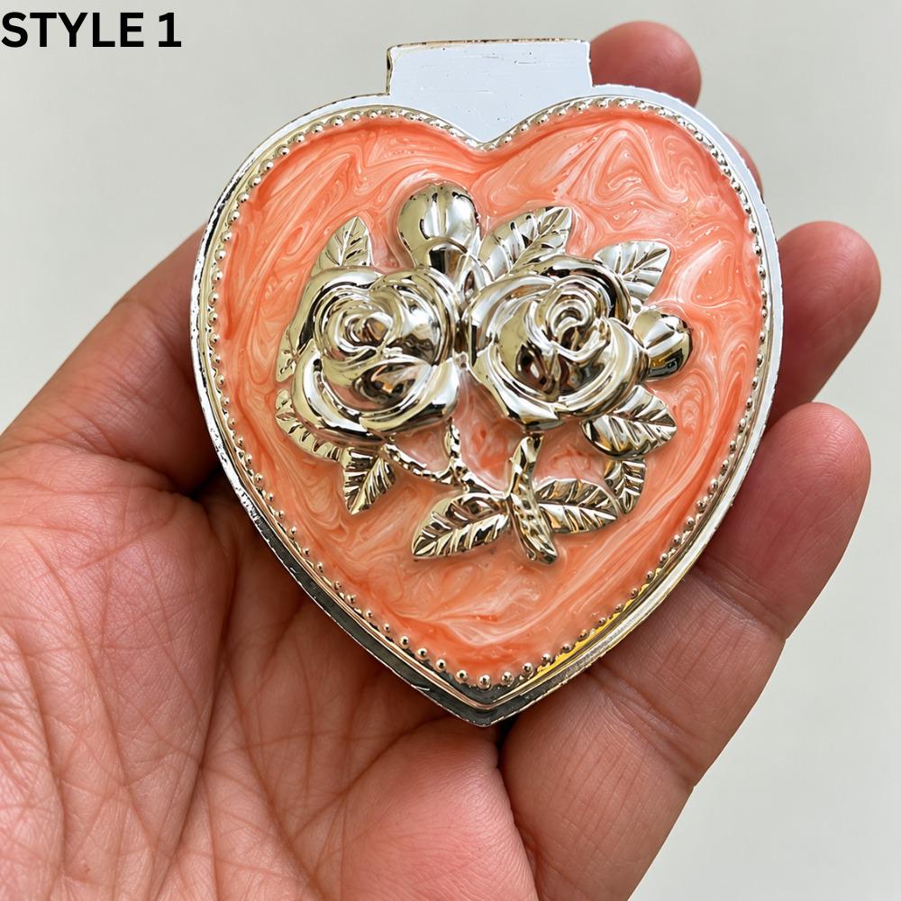 Peach Floral Heart Trinket Box, Silver Accents, Velvet Interior (2.5 x 1 inches)